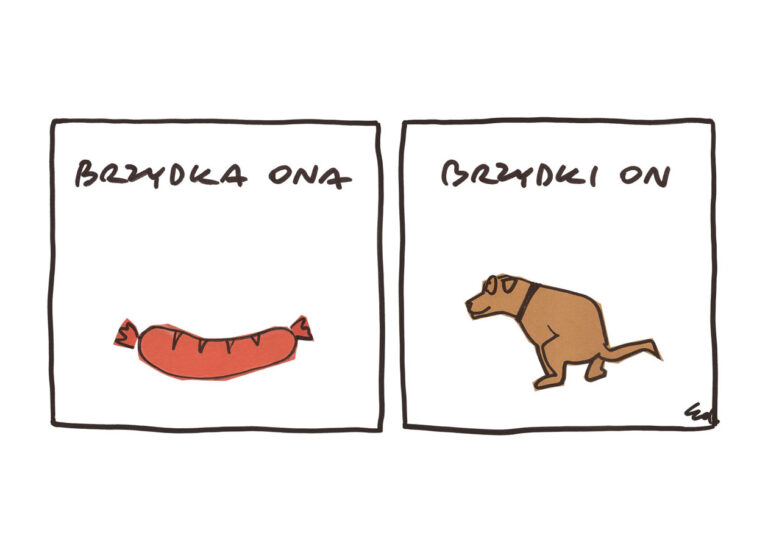 plakat brzydka kiełbasa, brzydki pies