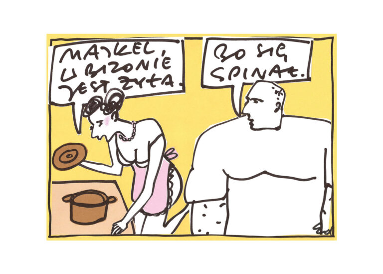 plakat Majkel, bizon jest żylasty. Bo się spinał