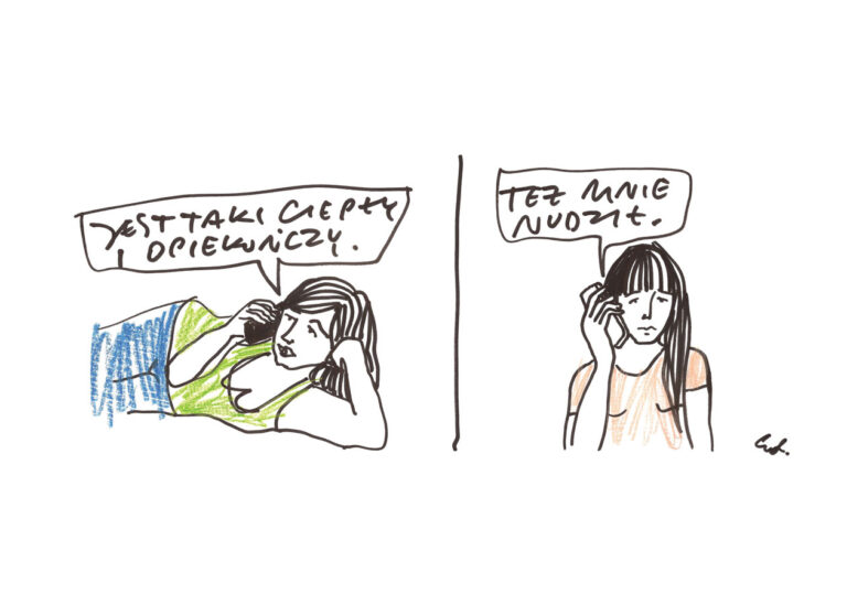 plakat Jest taki ciepły, opiekuńczy i nudny