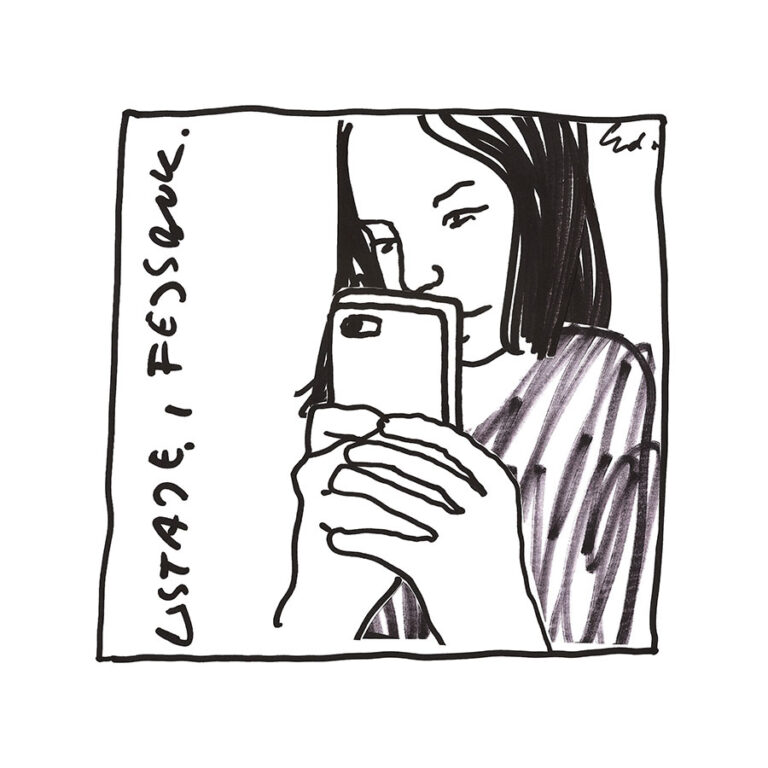 plakat Wstaję rano i przeglądam fejsbuka