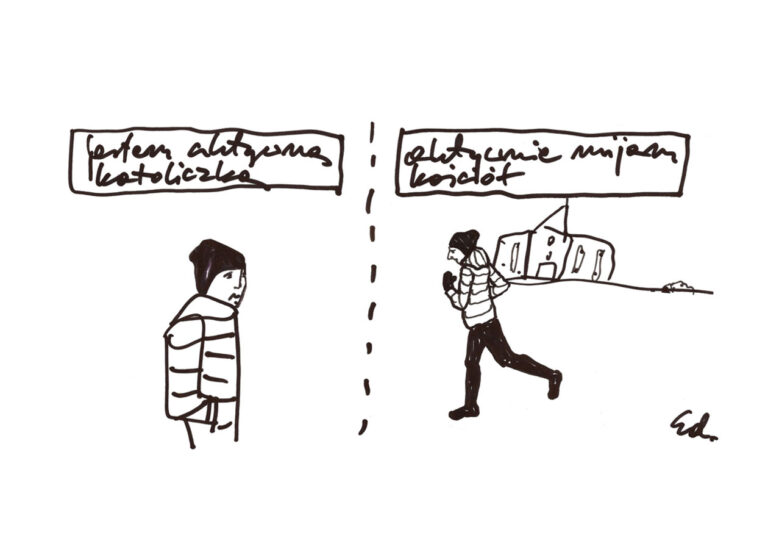 ilustracja nie chodzę do kościoła, bo biegam