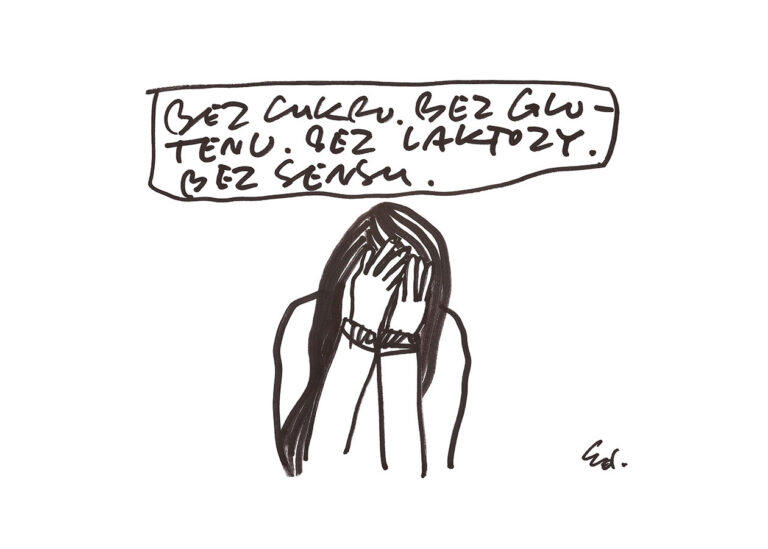 plakat bez słodyczy, bez chleba, bez mleka, bez sensu