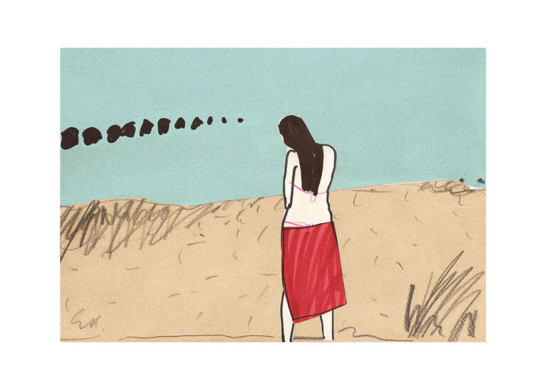 plakat dziewczyna w czerwonym ubraniu