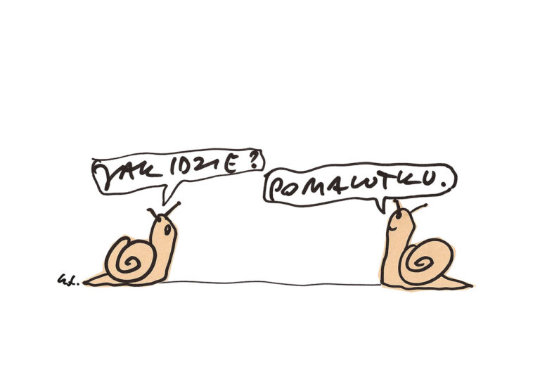 plakat jak idzie? powoli do przodu