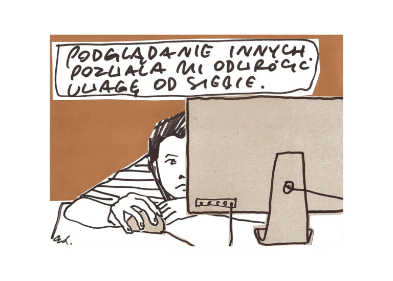 plakat skupianie się na innych pozwala mi uciec od problemów