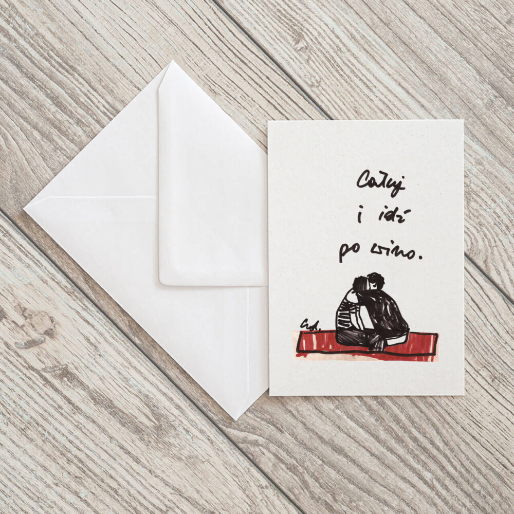 kartka pocztowa Całuj i idź po piwo