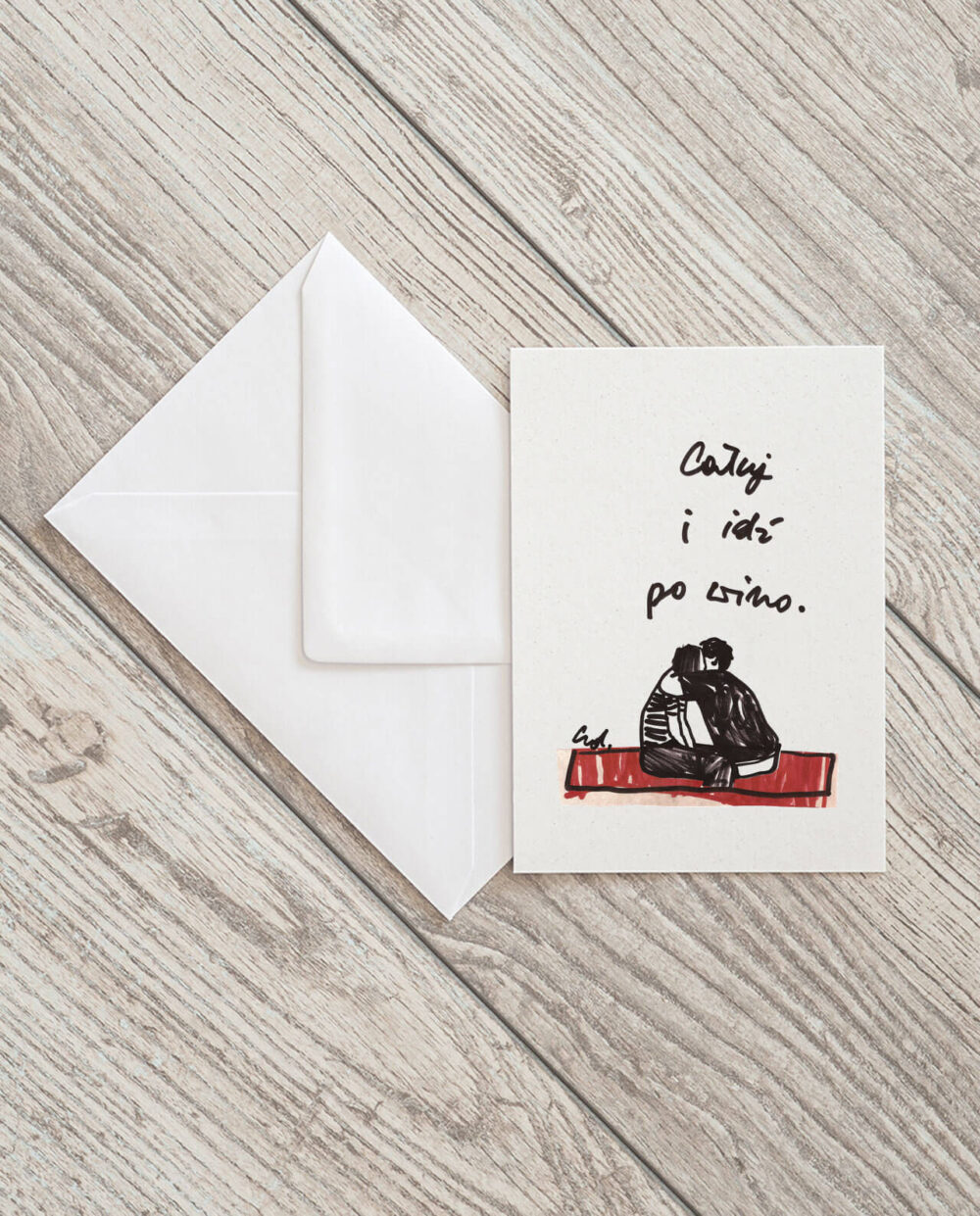 kartka pocztowa Całuj i idź po piwo