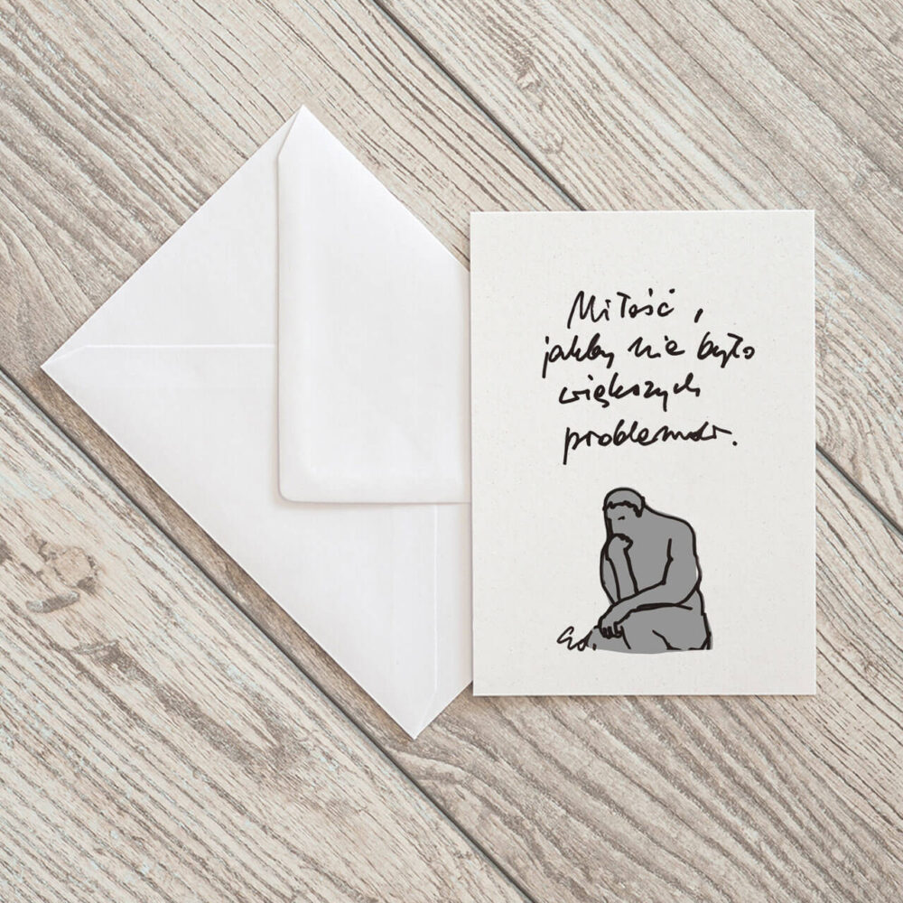 kartka pocztowa myśliciel