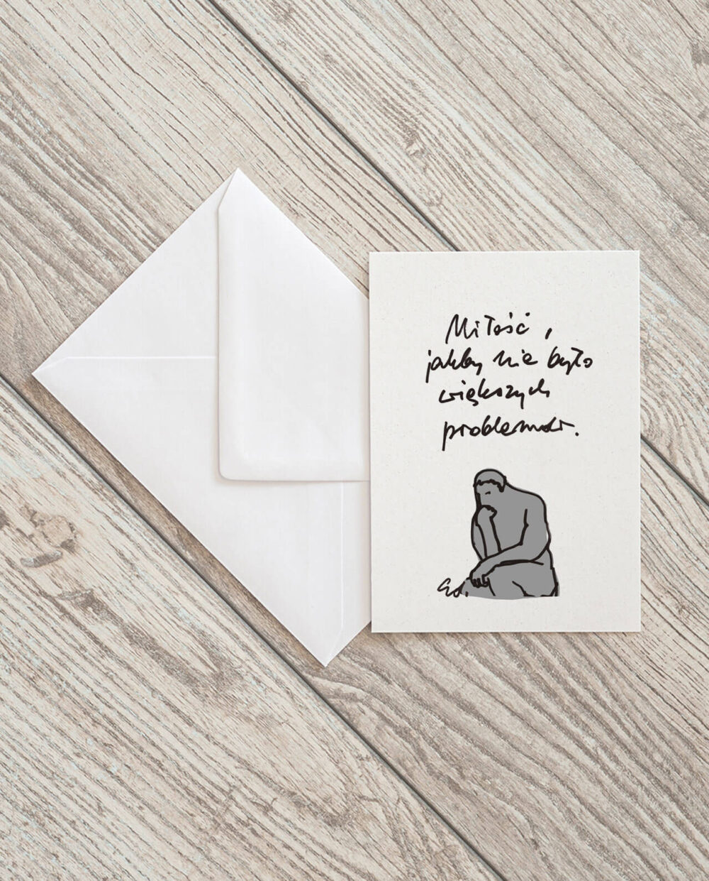 kartka pocztowa myśliciel